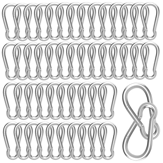 50PCS 3" Carabiner Clip Spring Snap Hook, M8 Heavy Duty Galvanized Steel Spring Snap Hook, Quick Link Keychain Clip for Swing Set Camping Hiking Gym Traveling