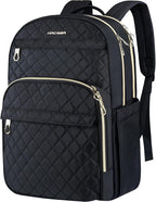 KROSER Laptop Backpack 15.6 Inch Stylish Daypack with USB Charging Port, Water-repellent Nylon Backpack Backpack for Travel/Business/Women/Black