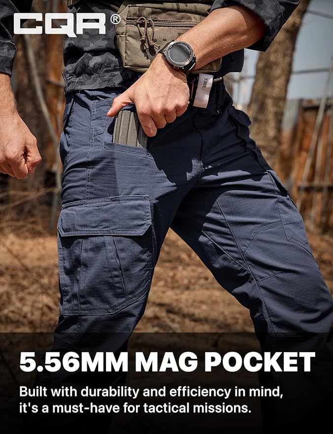 CQR Men's Tactical Pants, Water Resistant Ripstop Cargo Pants, Lightweight EDC Work Hiking Pants, Outdoor Apparel
