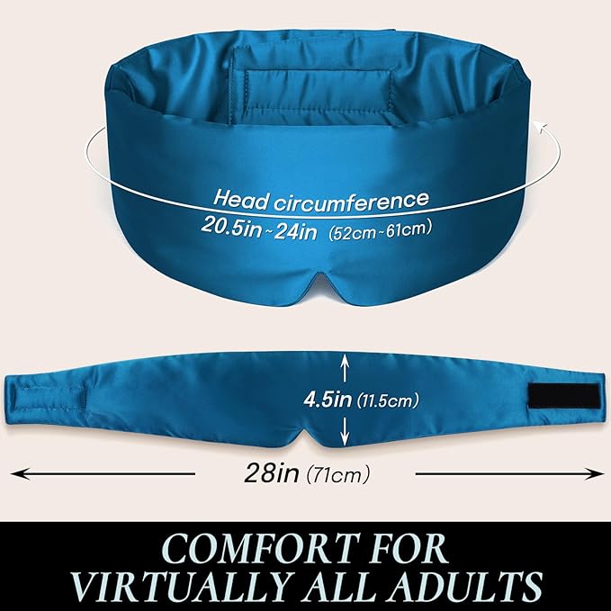 Zenssia Satin Sleep Mask for Women and Men, Lightweight Padded Eye Mask with Adjustable Strap, Comfort Blackout for Travel and Nap - Peacock Blue