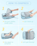 BAGSMART 6 Set /4 Set/2 Set Compression Packing Cubes for Travel, Lightweight Luggage Organizer Bags, Durable Space Saver Bags Travel Essentials