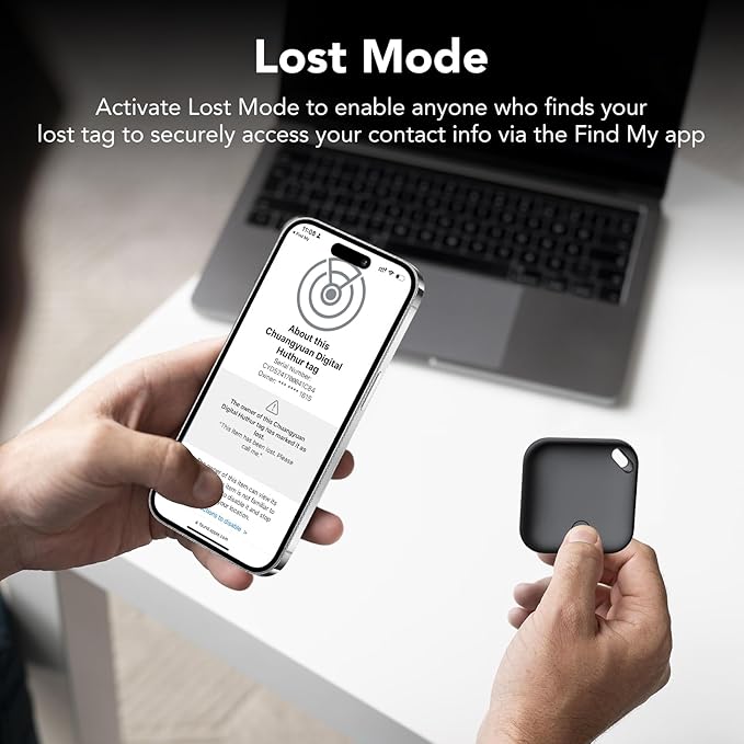 Air Tracker Tags-4 Pack[Apple MFi Certified], Bluetooth Tracker Works with Apple Find My APP (iOS Only), Smart Tag Item Finder for Keys, Bags, Luggage, Wallet, Replaceable Battery Last 2 Years