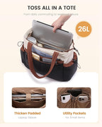 LOVEVOOK Puffer Bag for Women, Ultra-Lightweight Work Tote with Organized Compartments, 15.6/17.3“, Travel Carry-on & Gym Bag
