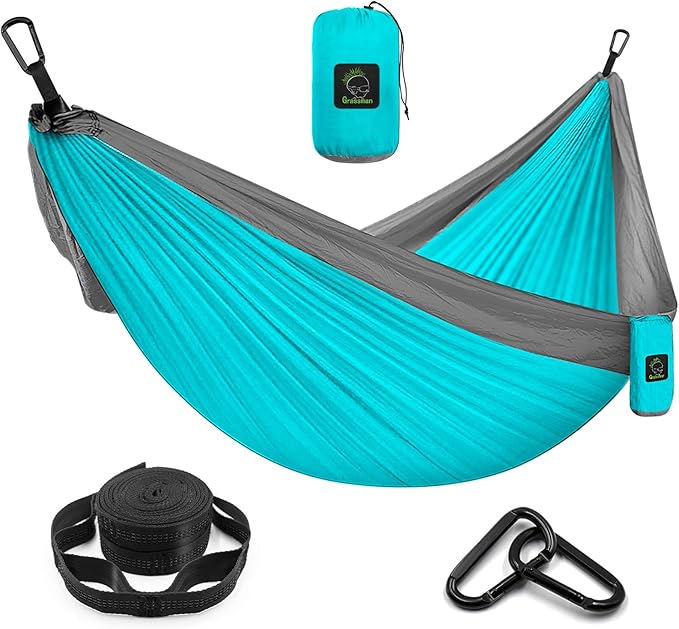 Grassman Camping Hammock Double & Single Portable Hammock with Tree Straps, Lightweight Nylon Parachute Hammocks Camping Accessories Gear for Indoor Outdoor Backpacking, Travel, Hiking, Beach