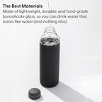 W&P Porter Glass Water Bottle w/Protective Silicone Sleeve | Terazzo Charcoal 20 Ounces | On-the-Go | Reusable Bottle for Coffee, Tea and Water | Portable