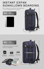 Vacuum Seal Travel Backpack 45L with Pump - Expandable Air Compression System, Water-Resistant Business TSA Lock, Laptop Backpack, Carry-On Suitcase Luggage, Gifts for Men
