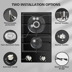 Gas Stove 2 Burner Propane Cooktop 12 inch, Nafewin Tempered Glass Portable Gas Cooktop Stove Burner with Thermocouple Protection, Lpg/Ng Dual Fuel Built-in Hob for Apartments, Outdoor, Rvs