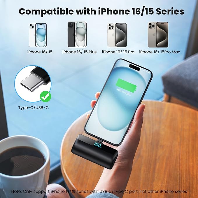 [2-Pack]Mini Portable Charger for iPhone 17/16/15,Upgraded 5500mAh PD Fast Charging USB C Power Bank,Travel Essentials Battery Pack for iPhone 17/17 Pro Max /Air/16/15 Series Galaxy Android-Black+Blue