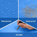 Frelaxy Pocket Picnic Blanket, Waterproof Sandproof Beach Mat, Compact Camping Tarp for Festivals, Hiking, Travel, Outdoor Recreation (Blue, 57'' x 71'')