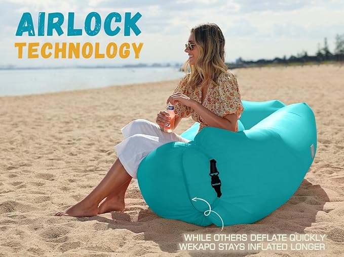 WEKAPO Inflatable Sun Lounger, Air Sofa, Hammock, Portable, Waterproof and Leak-Proof, Ideal for Backyard, Beach, Travel, Camping, Picnics and Music Festivals
