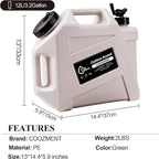 3.2 Gallon/5 Gallon Water Containers with Spigot, BPA Free Water Jug, Military Green Water Tank, Multifunction Water Storage Containers for Camping Outdoor Hiking,Emergency Stroage