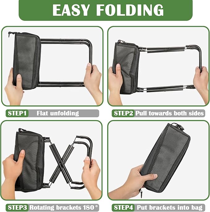 Camping Stool Pocket Chair, Lightweight Portable Stool with Shoulder Strap, Capacity 220lbs for Adults Outdoor Hiking Fishing Travel-Medium Black