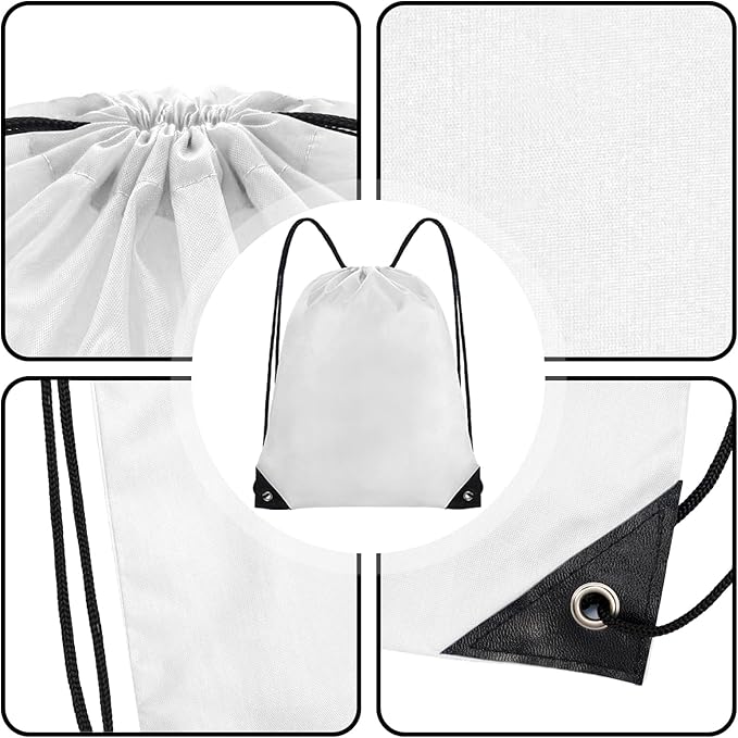Grneric Drawstring Bags Bulk 14 Pcs Drawstring Backpack Bulk Cinch Bag Sackpack for Men Women Gym (White)