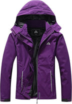 MOERDENG Women's Waterproof Rain Jacket Lightweight Raincoat Hooded Hiking Jacket Softshell Windbreaker