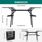 CDEN Camping Table, Campact Table, Folding Portable Tables, Tailgate Tables, with Side Table, 4 Side Shelves, mesh net, for Camping, Picnic, BBQ