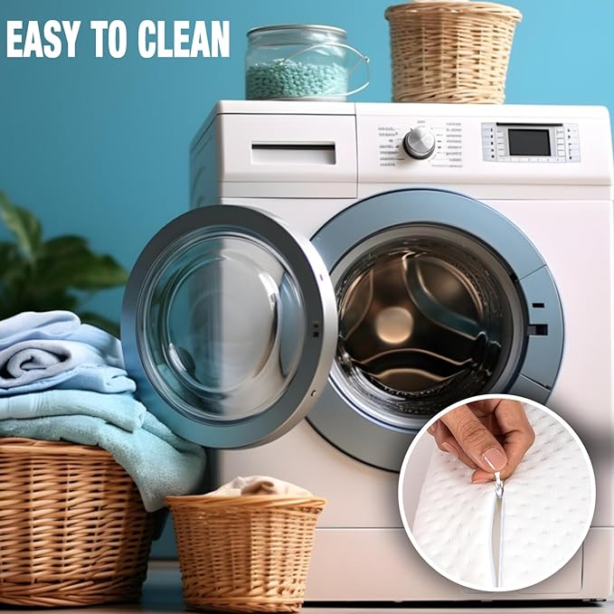 alkamto Travel & Camping Comfortable Memory Foam Pillow – Easy to Carry Portable Bag – Temperature Regulating Pillow Case (White Contour)