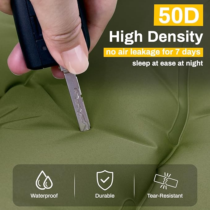 Camping Sleeping Pad, Extra Thick 6 Inch Inflatable Camping Mat with Pillow, Built-in Foot Pump Sleeping Pad for Camping Ultralight Self Inflating Campings Pad for Tent Backpacking Hiking Camp Gear