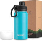 koodee Water Bottle for Kids-16 oz Stainless Steel Vacuum Insulated Sports Water Bottle for Black to School, Reuasble Metal Wide Mouth Water Flask for Girls Boys- BPA Free (Sky Blue)