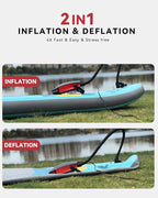 ZFOX 50PSI Paddle Board Pump, Portable Electric SUP Pump with Auto-Shutoff & Cooling Fan – Smart Inflation for Paddle Board, 9 Nozzles, HD LCD Display, 12V DC (Red-M)