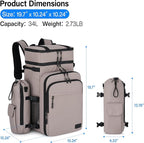 Backpack Cooler, 40 Cans Soft Leak Proof Picnic Backpack, Hanke Portable 2 Insulated Compartments Cooler Backpack Water Resistant for Lunch Beach Travel Camping Picnic Hiking (Grey)