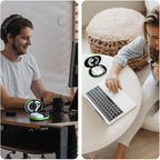 for Earbuds Carrying Case, Small Oval Storage Cases, Tech Pouch, Portable Storage Earbud Pouch Bag for Earbuds, in-Ear Headphones, Earphones, Headsets, Hearing Aids, USB Charging Cable, Green