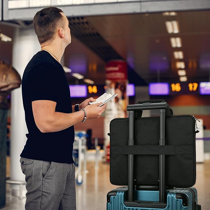 14-15 Inch Laptop Shoulder Messenger Bag Carrying Case Briefcase Slim Protective Computer Sleeve with Handle Strap Pocket for MacBook Acer ASUS HP Surface Dell Chromebook, Black