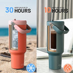 40 oz Tumbler with Handle and Straw, Vacuum Insulated Tumblers with Flip Straw and Top Handle, Reusable Insulated Cup for Home, Outdoors, Leakproof, Fits in Cup Holder, Cold for 30 Hours