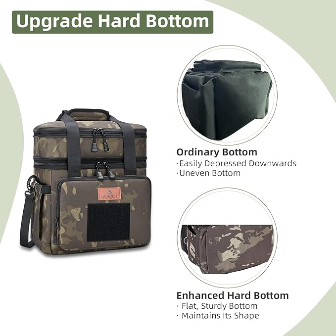 Tactical Lunch Box, Large Expandable Insulated Lunch Bag, Durable Waterproof Leakproof Cooler Bag for Adults/Men/Women/Work Outdoor Picnic Trips, 20 Cans/15 L, Black-Camo, HSHRISH