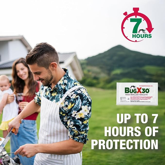 CoreTex Bug X 30 Mosquito, Tick, & Insect Repellent Wipes with 30% DEET - Pack of 25 Single-Use Bug Repellent Wipes for Up to 7 Hours of Reliable Protection Against 12 Types of Biting Insects