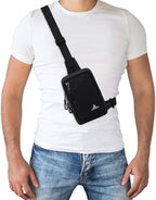 Peicees Small Crossbody Bag for Men Women Mini Sling Bag Travel Running Phone Daypack Cross Body Shoulder Bags, 2 Sizes, Small Black