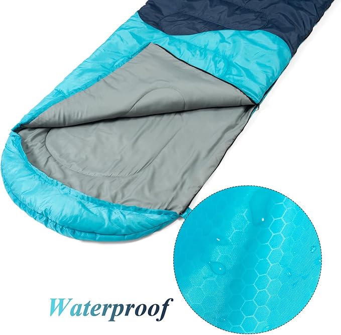 Sleeping Bag - 3 Seasons for Adults Kids Boys Girls Camping Hiking - Warm Cold Weather Lightweight Portable with Compression Bag for Backpacking in Spring, Summer, Fall and Winter