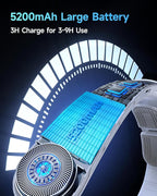 SWEETFULL Neck Fan, 3 Turbo Portable Fans with Neck Support, 4 Speed & LED Display, 5200mAh Rechargeable Personal Fan, Hand-Free Wearable Bladeless Cooler, Gift for Travel Birthday, Men, Women (White)