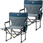 TIMBER RIDGE Aluminum Camping Directors Chair with Side Table Pocket, Portable Folding Heavy Duty Lawn Chair for Fishing Trip Picnic Concert Outdoor 400lbs, Navy 2 Pack