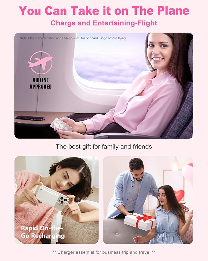 Kesguar Magnetic Portable Charger, 10000mAh 22.5W PD Super Fast Charging Wireless Power Bank. Ultra-Strong Magnet, USB C in&Out Battery Pack for Magsafe, iPhone 17/16/15/13/12 Pro Series, Pink