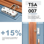 Kono 4 Piece Luggage Sets Expandable(only 28") Lightweight with Spinner Wheels TSA Lock Hardside Travel Rolling Suitcases 20in 24in 28in Carry on and 12in Mini Cosmetic Case Apricot Blue