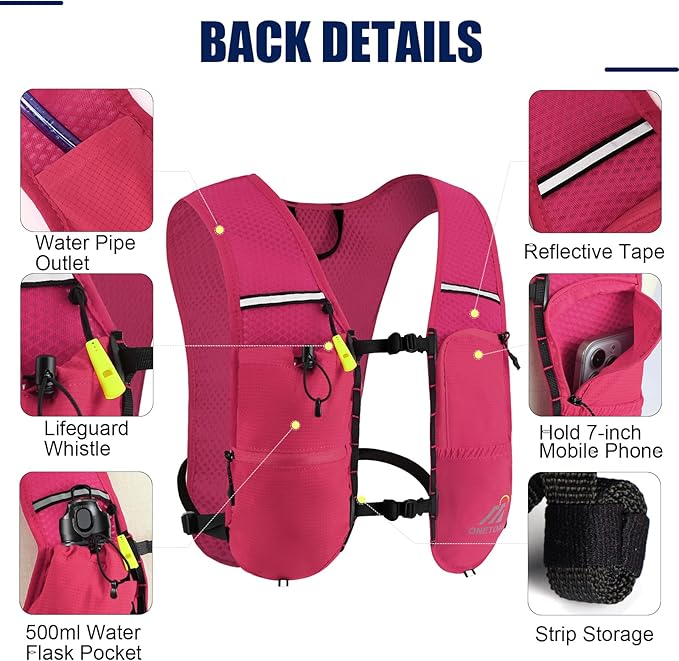 Running Vest for Women & Men, Lightweight 150g Hydration Backpack, 6L Pack for Trail Running, Marathon, Hiking, Cycling, Jogging, Adjustable Fit