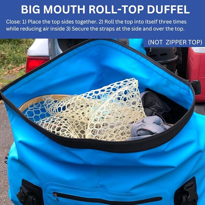 Malo’o Waterproof Dry Duffel, Heavy-Duty Roll Top Waterproof Gear Bag with Shoulder Strap & Molle Loops, Marine Duffel for Kayaking, Boating, Camping, Beach & Travel, Blue, 40L