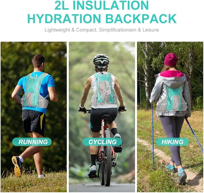 INOXTO Hydration Pack Backpack ，Water Backpack with 2L Leakproof Water Bladder, Running Hydration Vest for Man, Daypack for Cycling Motocross Climbing Trail Running