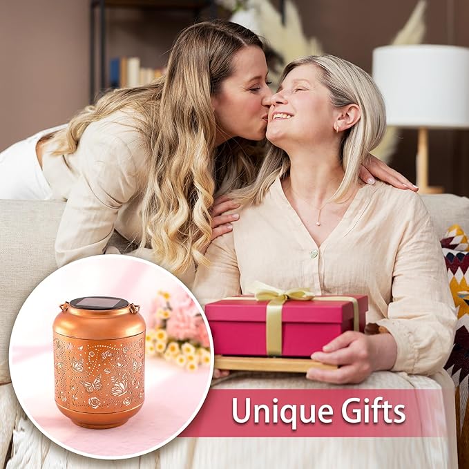 Butterfly Solar Lanterns Outdoor Waterproof Hanging Solar Lights Butterfly Gifts for Women/Men/Butterfly Lovers Gifts Metal Decorative LED Butterfly Lanterns for Garden Decor,Patio,Lawn,Pathway,Yard