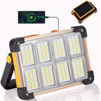 120W LED Solar Work Light, 144 LED 10000LM Portable Flood Light with Stand, 4 Modes Rechargeable, IP65 Waterproof Outdoor Working Light for Camping, Fishing, Car Repair & Mechanics (1)