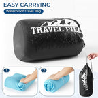 Travel Pillow Memory Foam Pillows, Ergonomic Wave Cervical Neck Pillow for Neck Pain Relief, Compressible Medium Firm Side Sleeper Pillow, Ideal for Camping, Office, Home & Bed (Light Blue, L)