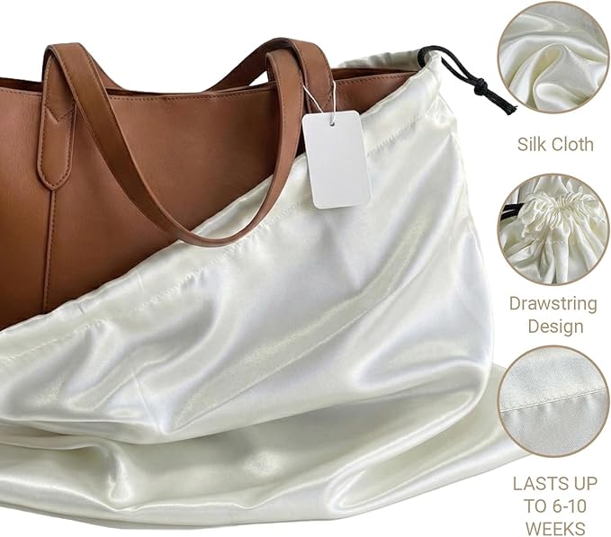 Q&J Fabric Co. 4 Pack Satin Dust Bag 15.7x19.7 inch + 19.7x23.6 inch Beige 100% Polyester Silk Bag Purse Dust Bag Shoe Bags for Closet Purse Protector Bag Dust Covers for Purses