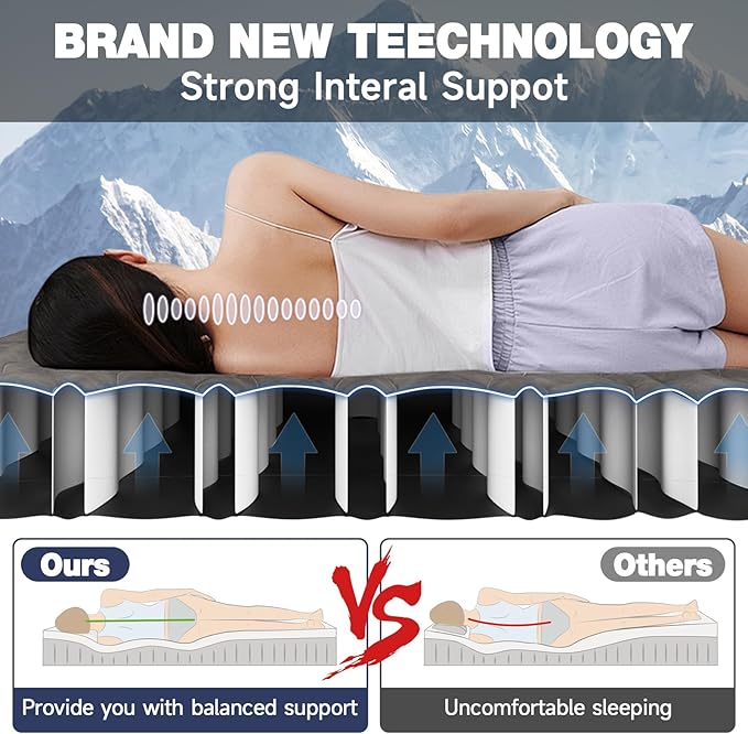 Truck Bed Mattress 5.5-5.8ft: Inflatable Air Mattress for Camping Short Truck Bed 2 Person, Air Pump 2 Pillows, Carry Bag, Khaki