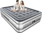 Air Mattress Queen with Built in Pump,Blow Up Mattress in 3 Mins,18'' Raised Self Inflatable Mattress,Portable Airbed for Home,Floor&Travel,Queen Size Air Matress for Adults,660LB Max,Silver