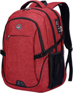 SHRRADOO Anti Theft Laptop Backpack Travel Backpacks with usb Charging Port for Women Men High School College Backpack Computer Bag Fits 17 Inch Laptop,Red
