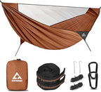 Camping Hammock with Mosquito Net, 2 Person Hammock Bug Net, Portable, Parachute Nylon for Outdoor, Camping, Hiking, Backpacking, Backyard, Beach, Travel (Hold Up to 500lbs) (Orange)