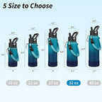 BJPKPK 32oz Insulated Water Bottles with 3 Lids, Paracord Handle & Non-slip Boot, Stainless Steel Metal Water Bottle,Reusable BPA Free Thermo, Tumblers, Vast