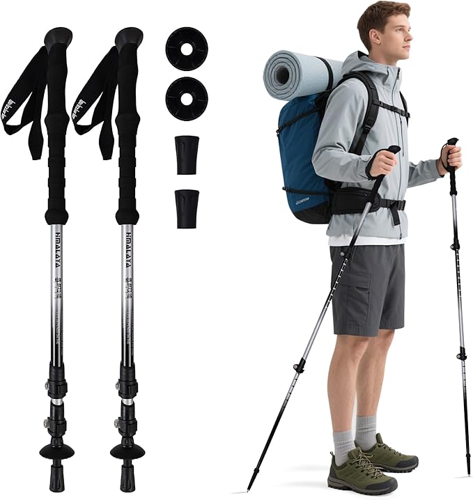 Trekking Poles Collapsible Hiking Poles - Trekking Sticks with Quick Lock System Lightweight for Hiking, Camping