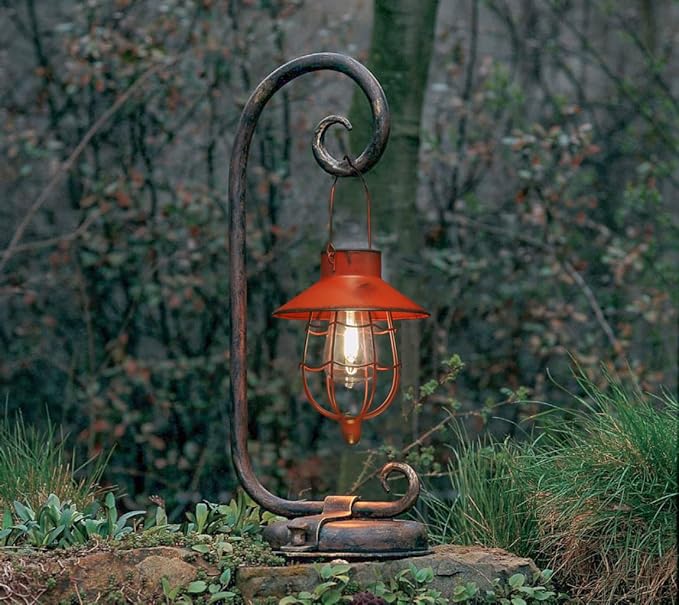 YAKii 2 Pack Solar Lantern Hanging Waterproof Outdoor Metal Solar Lamp with Warm White Light Decorate for Yard Garden Pathway Patio Porch Decor (Red)