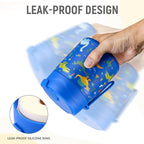 17oz Soup Thermo for Hot Food Kids Insulated Vacuum Food Jar with Stainless Steel Spoon Wide Mouth Thermo Leakproof Lunch Food Container Kids Hot Lunch Box (Blue-Dinasour)